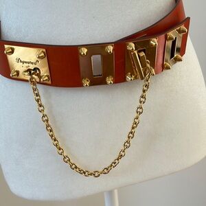 Dsquared2 Women's  Orange Belt with Gold Accents